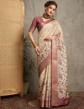 Light brown bhagalpuri silk saree for women