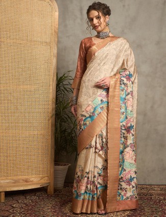 Light brown bhagalpuri saree with blouse piece for women