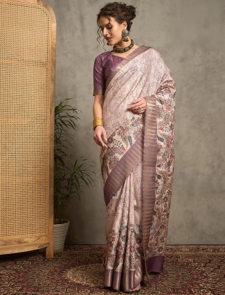 Light purple bhagalpuri silk wedding saree