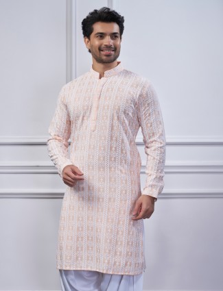 Classic peach cotton kurta suit