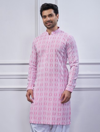 Elegant cotton pink kurta pajama