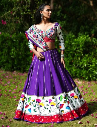 Beautiful dark purple cotton silk chaniya choli