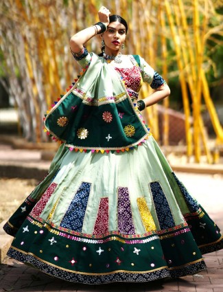 Beautiful mint green cotton silk chaniya choli
