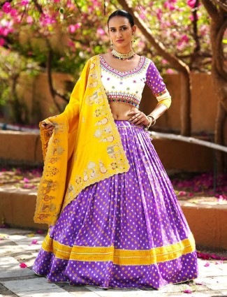 Purple cotton silk navratri chaniya choli