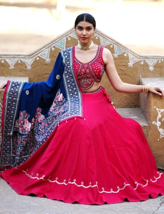 Rani color cotton silk chaniya choli