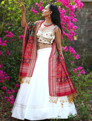 Cotton silk white chaniya choli