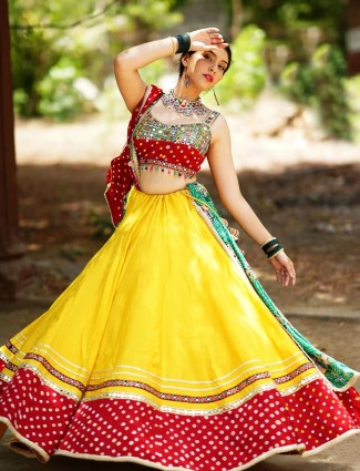 Radiant yellow cotton silk navratri chaniya choli