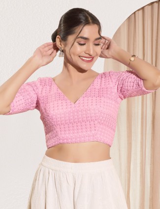 Ready made baby pink palyester blouse