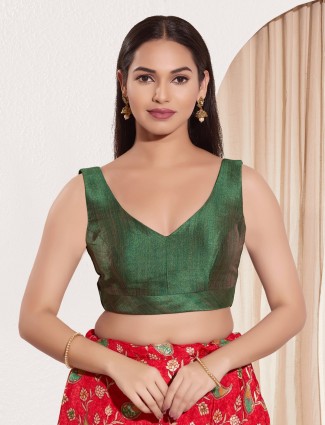 Ready-made dark green silk blouse