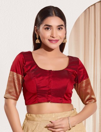 Maroon silk ready made blouse for women