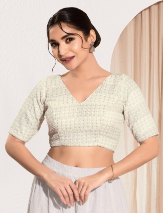 Off white ready made blouse in polyester