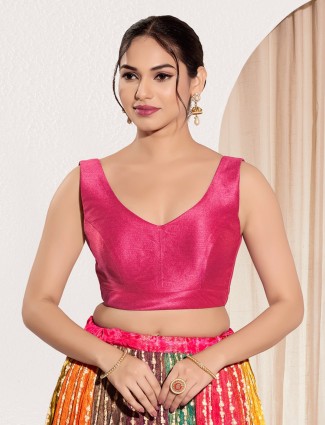 Ready made pink silk blouse for women
