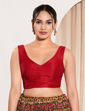 Ready-made silk blouse in red
