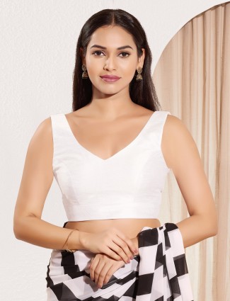 Luxurious white silk ready-made blouse