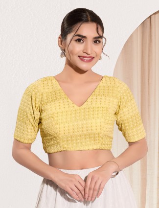 Yellow polyester ready made blouse