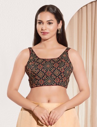 Black cotton ready made blouse for women