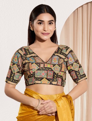 Black viscose rayon ready made blouse