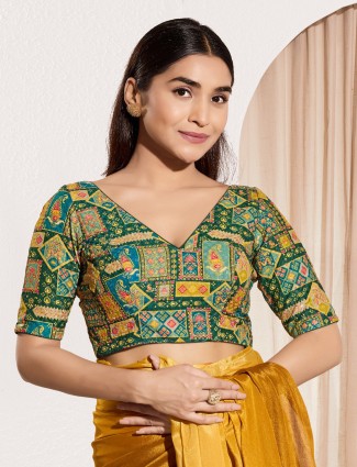 Viscose rayon ready made blouse in bottle green