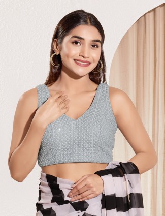 Sequins grey ready made blouse