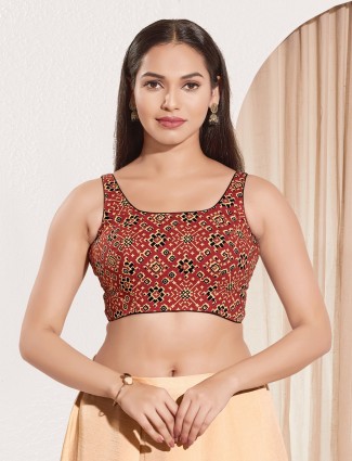 Maroon cotton ready made blouse