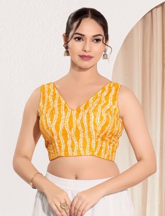 Viscose rayon mustard yellow ready made blouse