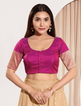 Pastel purple silk ready made blouse for women