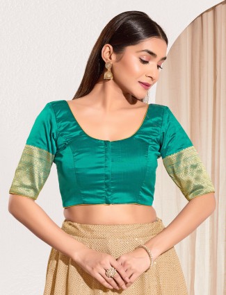 Rama green silk ready made blouse for women