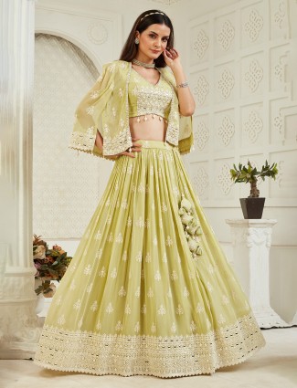 Light green jacket style lehenga choli