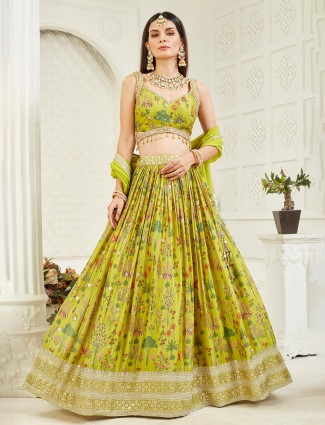 Light gren silk lehenga choli for women