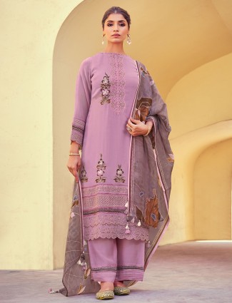 Lilac purple palazzo suit in soft organza