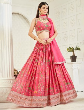 Wedding style traditional pink lehanga choli