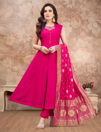 Pink silk salwar dress with zari craftsmanship