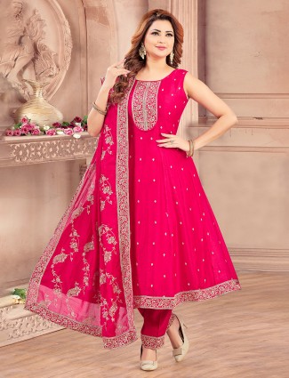 Magenta silk salwar suit for wedding celebrations
