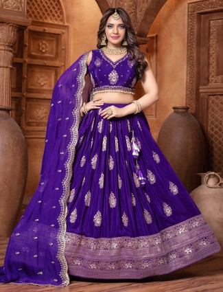 Statement purple lehenga with intricate zari weave