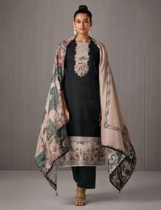 Black printed soft cotton salwar suit