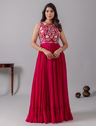 Pink festive salwar suit with cutdana and zari
