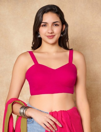 Pink cotton sleeveless ready made blouse