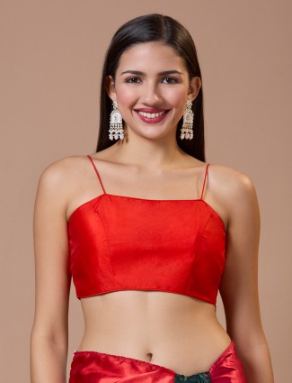 Red comfort fit blouse in pure silk finish