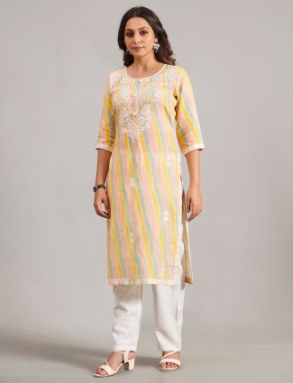 Multicolor cotton silk kurti set with print
