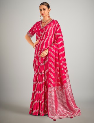Rani color dola silk saree with zari weaving