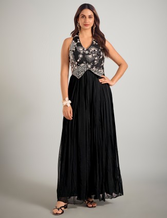 Black georgette party wear anarkali salwar suits
