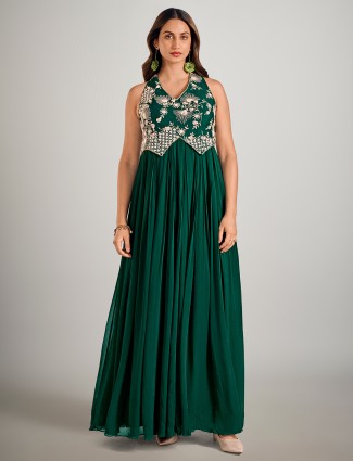 Dark green designer anarkali salwar suits for weddings