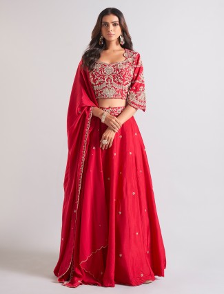 Heavy maroon silk beads worked palazzo suit