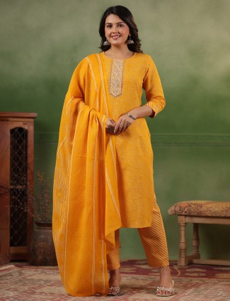 Cream cotton silk printed kurti palazzo set for festive
