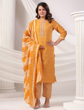 Orange color silk kurti set with zardosi work