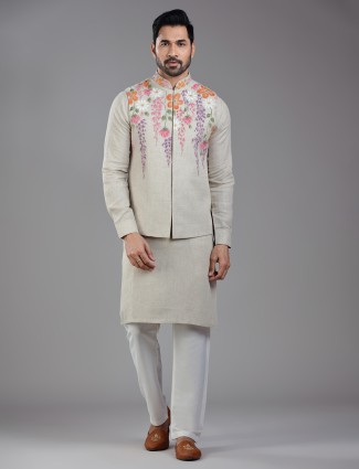 Dark beige waistcoat set for wedding