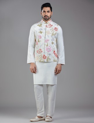 Cream waistcoat set for ethnic charm