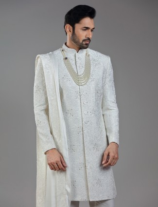 Cream silk with timeless embellishments