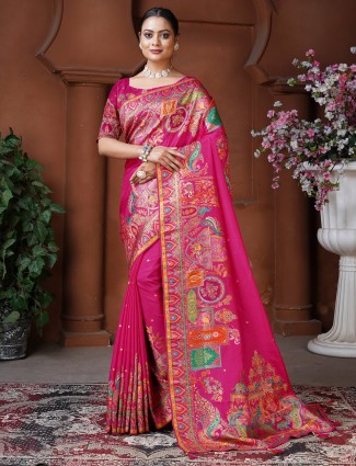 Rani color dola silk saree for festival season