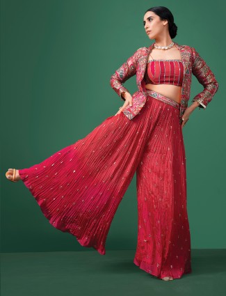 Rani color silk premium palazzo suit with jacket